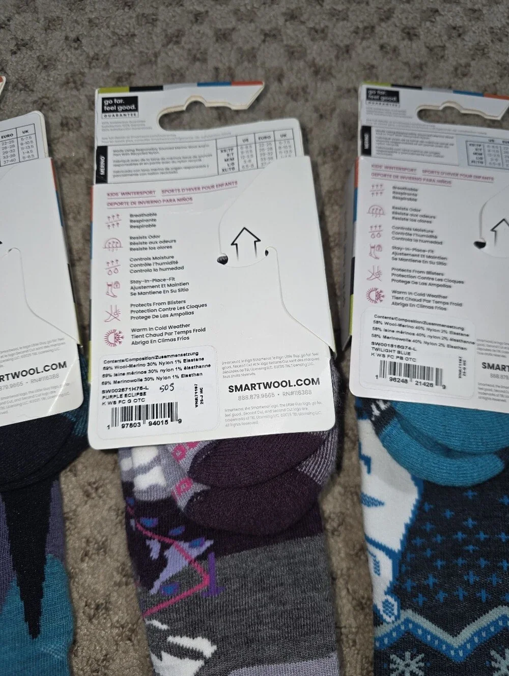 Smartwool Large Kids Ski Winter over the calf Socks Bundle